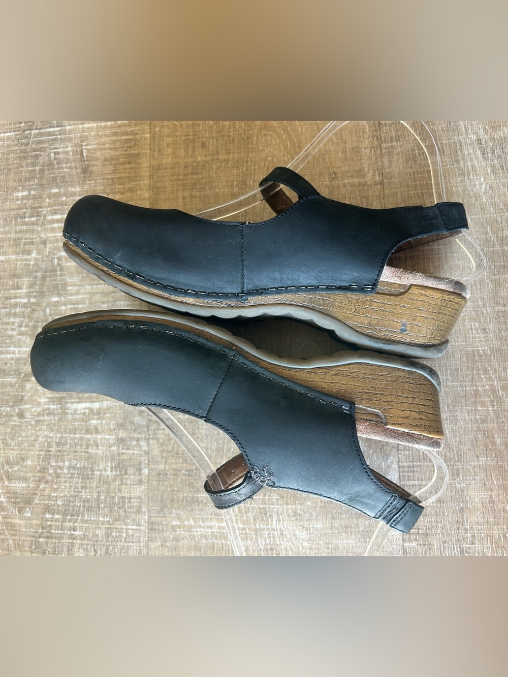 ▶️ Dansko Black Leather Mary Jane Wedge Comfort Shoes EU 38 US 7.5 8 - Picture 9 of 13